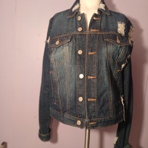 Women's Distressed Blue Denim Jacket